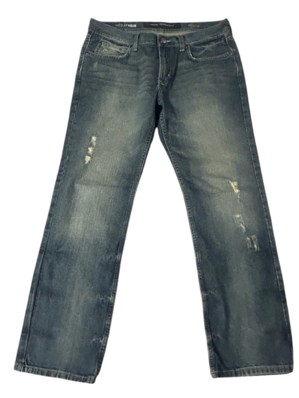NWT Marc Anthony Distressed Straight-Leg Jeans - Dark Wash Blue 30x32
